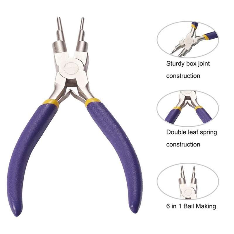 

2 Pcs Diy Nickel Iron Pliers Carbon Steel Round Nose Pliers Hand Tools Jewelry Accessories Production Six-Section Pliers
