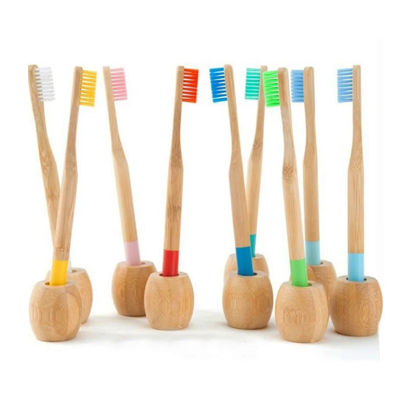 Экологичная бамбуковая зубная щетка с деревянной ручкой биоразлагаемая