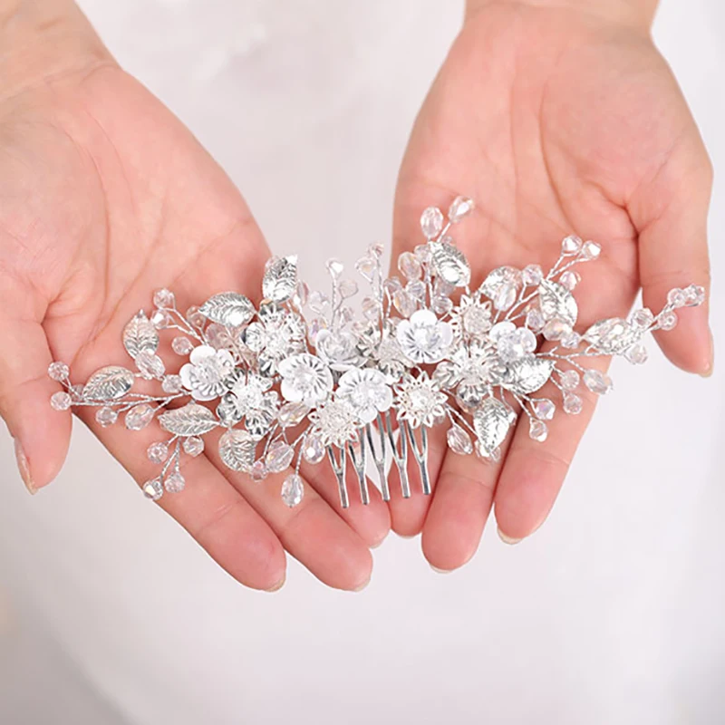 Свадебные Элегантные аксессуары для волос Серебряный цветочный гребень