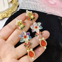 lats palace style retro long earrings exaggerated colorful crystal earrings for women 2020 fashion jewelry earings accessories
