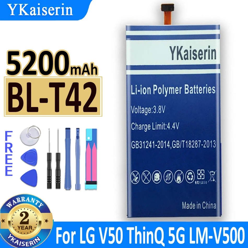 Аккумулятор ykaisсеребрин на 5200 мАч для LG V50 ThinQ BL-T42 V500N V500EM v500xm высокое качество 5G