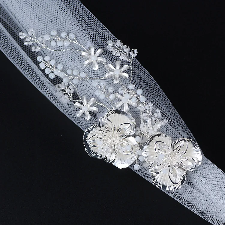 Серебряный Цвет цветочный свадебный головной убор с аксессуары для вуалей