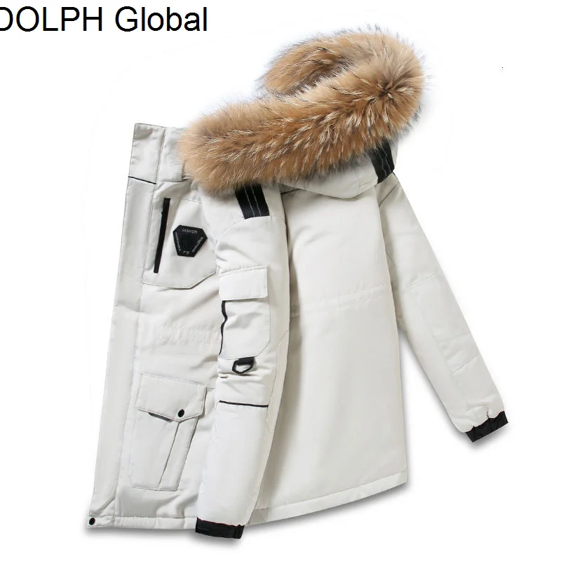 

running men's same work clothes down jacket medium and long large wool collar winter loose couple jacket