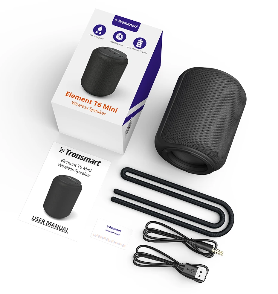 Tronsmart T6 Мини Bluetooth динамик TWS динамик s IPX6 Беспроводная Портативная колонка с объемным звуком 360 градусов, голосовой помощник