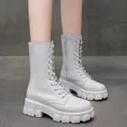 Ботинки женские теплые на платформе, 5,5 см, на молнии