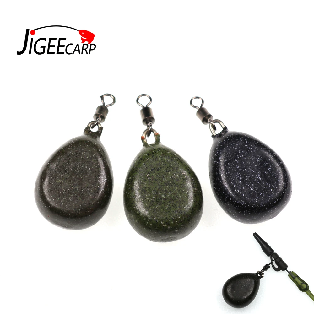 JIGEECARP 3 шт. для ловли карпа конические плоские грушевидные свинцовые грузила Pebble Вес 58 г/2 унции с имитирующим покрытием свинцовые грузила для рыбалки