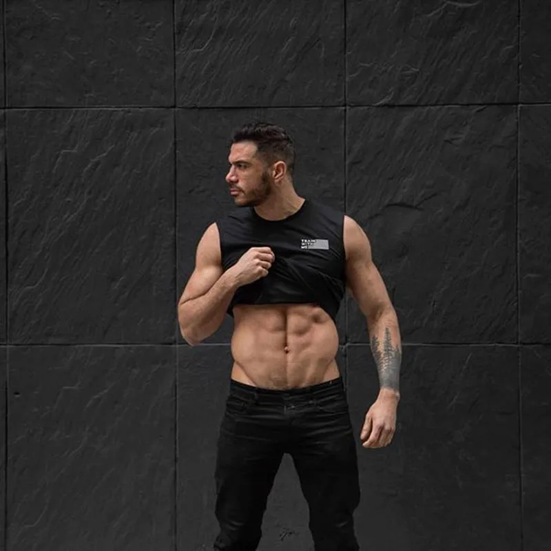 

Men New Muscle Gym Fitness Cotton Sleeveless Basketball Top Trendy Sports Casual Slim Men's Compression Workout Breathable Vest