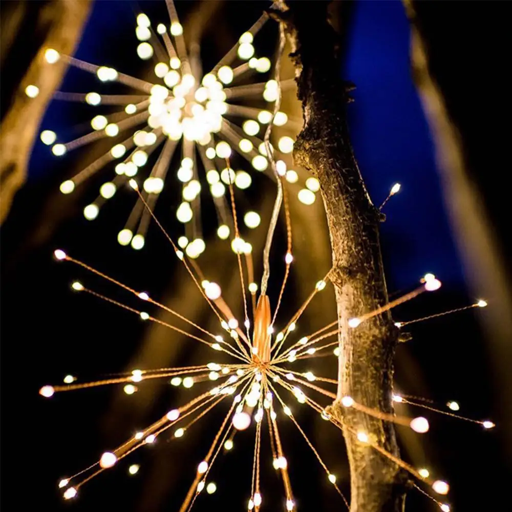 

Festival Hanging Starburst String Lights 100-200 Leds DIY firework Copper Fairy Garland christmas lights outdoor Twinkle Light