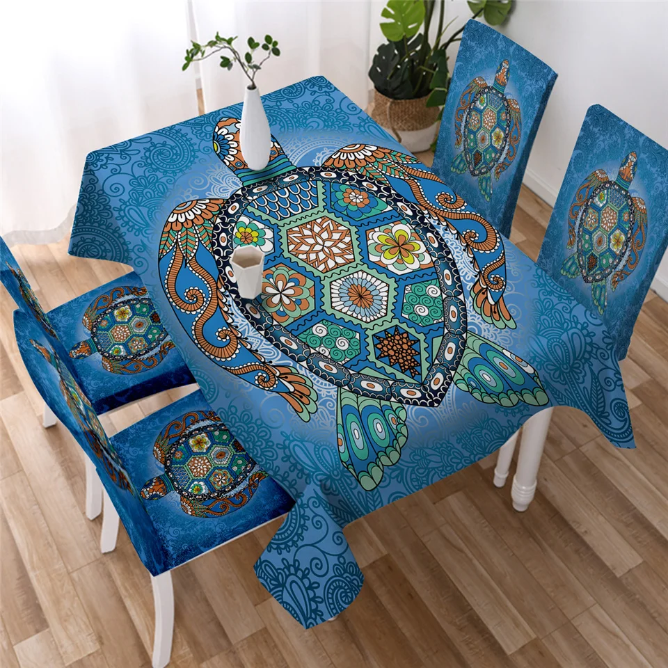 Водонепроницаемая скатерть BeddingOutlet с изображением морских черепашек и пузырей