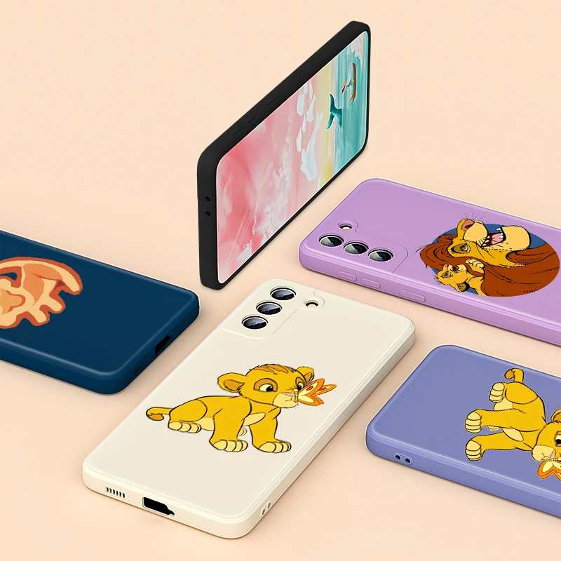 

For Samsung Galaxy Note 20 10 S21 S20 FE S10 Ultra Plus Lite Pro 5G Cute Lion King Simba Liquid Silicone Soft Phone Case
