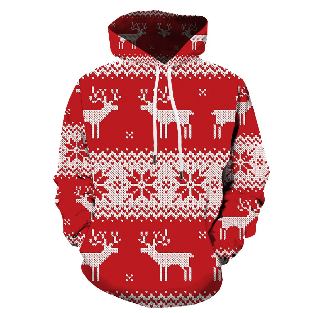 

Christmas Listing Men Fashion Hoodies Casual Hooded Festival Long Sleeve Pullover Cartoon Printing Patchwork Slim Winter Hoodie