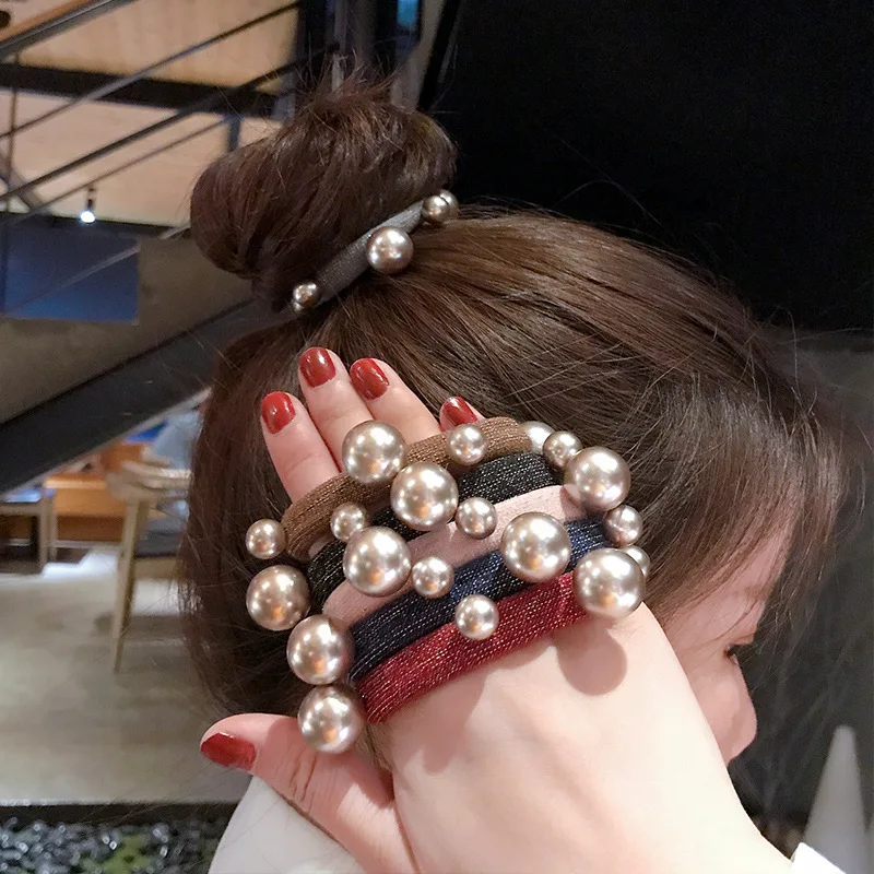

Simple Pearl Headband, Children's Hair Tie, Colored Rubber Band, Head Rope Headdress, Cute and Sweet Girl Hair Accessory