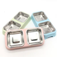 pet dog duble bowl kitten food water feeder stainless steel small dogs cats drinking dish feeder for pet supplies feeding bowls