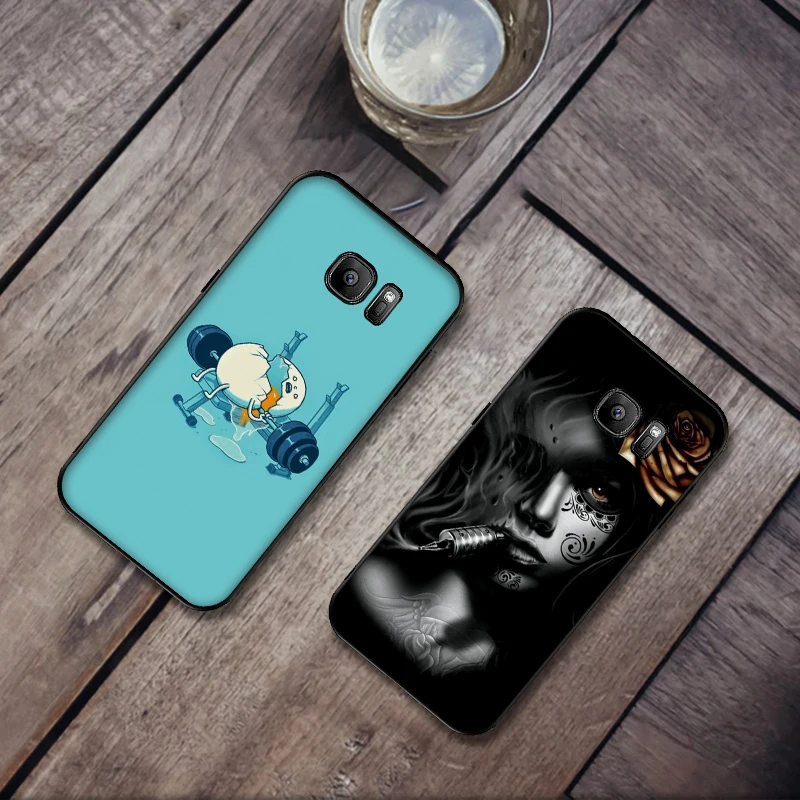 Симпатичное черно-белый мягкий силикон чехол для телефона samsung S6 S7 край S8 S9 S10 PLUS