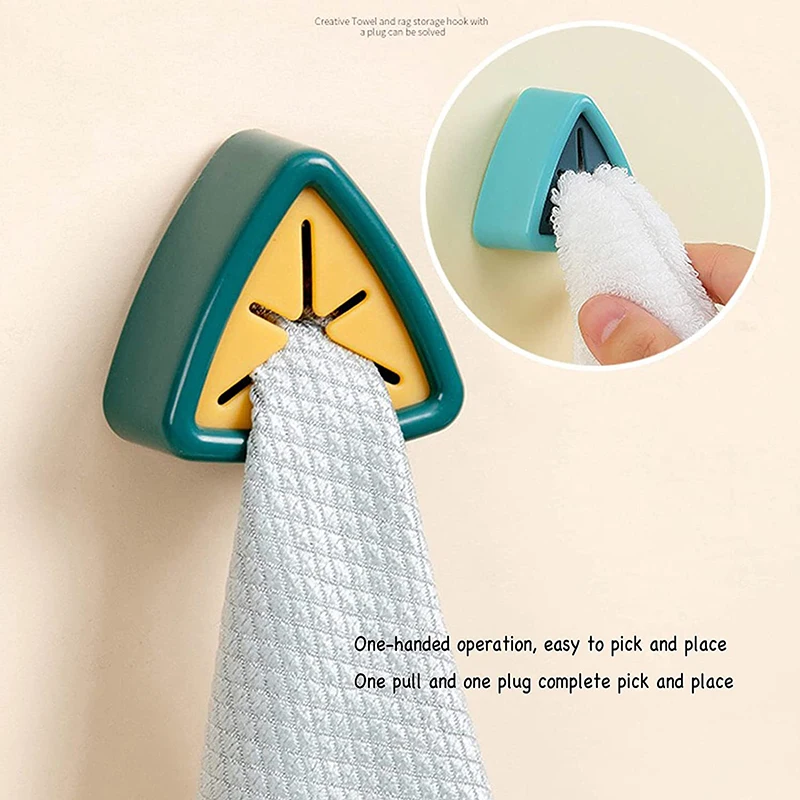 

Kitchen Towel Hooks Self-Adhesive Towel Plug Wall Mounted Kid Dish Towel Holder Wall Mount Hook Free Punch Anti-Collision Hook