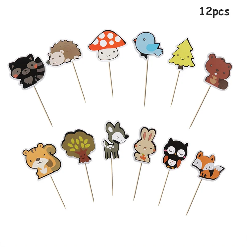 cake topper 1 MEIDDING 1 шт. лесные друзья джунгли вечерние животные алюминиевые шары лиса DIY шарики для украшения Baby Shower товары для дня рождения - Цвет: cake topper 1