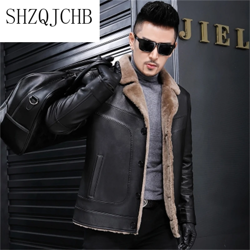 

Genuine Jacket Leather Men Winter Warm Wool Coat 2021 Fashion Natural Fur Coats Jaqueta De Couro Plus Size 17722 ZL381