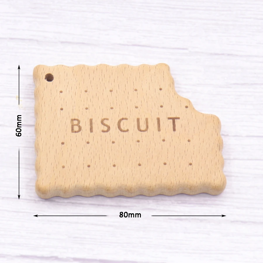 Mordedor de madera con forma de galletas para beb&eacute;, mordedor de madera natural, juguetes de dentici&oacute;n, accesorios para Baby Shower, 10 Uds.-4