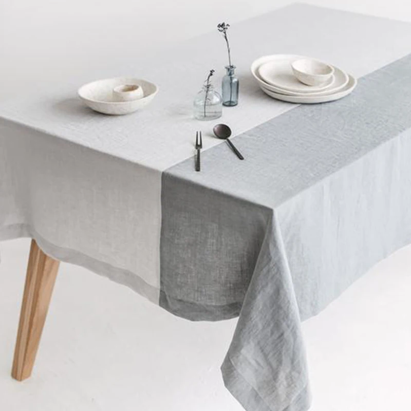 

100% Pure Linen Tablecloth Natural Fabric European Flax Athena Rectangular Tablecloths for Dining Kitchen Indoor Outdoors TJ6959