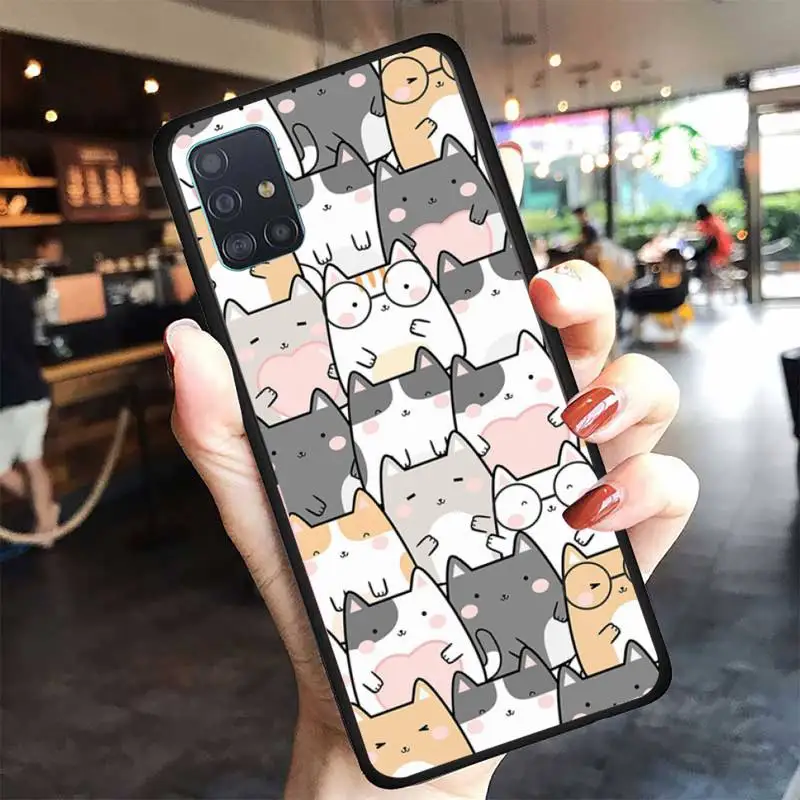 

cartoon cut cat Phone Case For Samsung A6 A7 A8 A10 A11 A20 A21 A30 A31 A40 A50 A70 A80 A91 Plus S E Cover