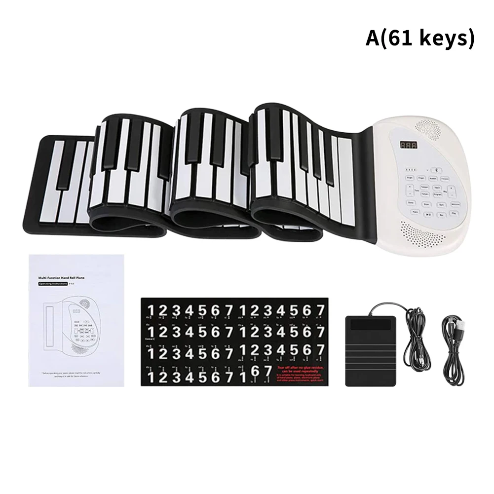 

Музыкальный инструмент, двойные динамики, силиконовая Midi USB перезаряжаемая портативная рулонная клавиатура пианино, электронная клавиатур...