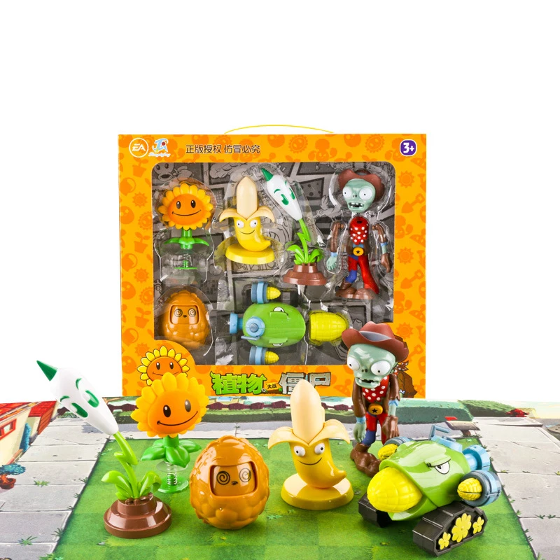 6pcs/lot Plants vs Zombies Figures Toys Sunflower Lightning Reed Banana Launcher Zombie Ejection Game Toy Gift for Kids No Box