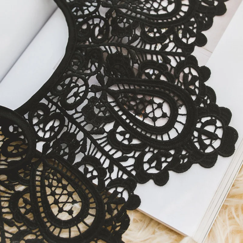 

Hot kf-Hollow Hook Flower Palace Lace Embroidery Cotton Folding Stand Collar Detachable Fake Collar Stand Collar Shirt