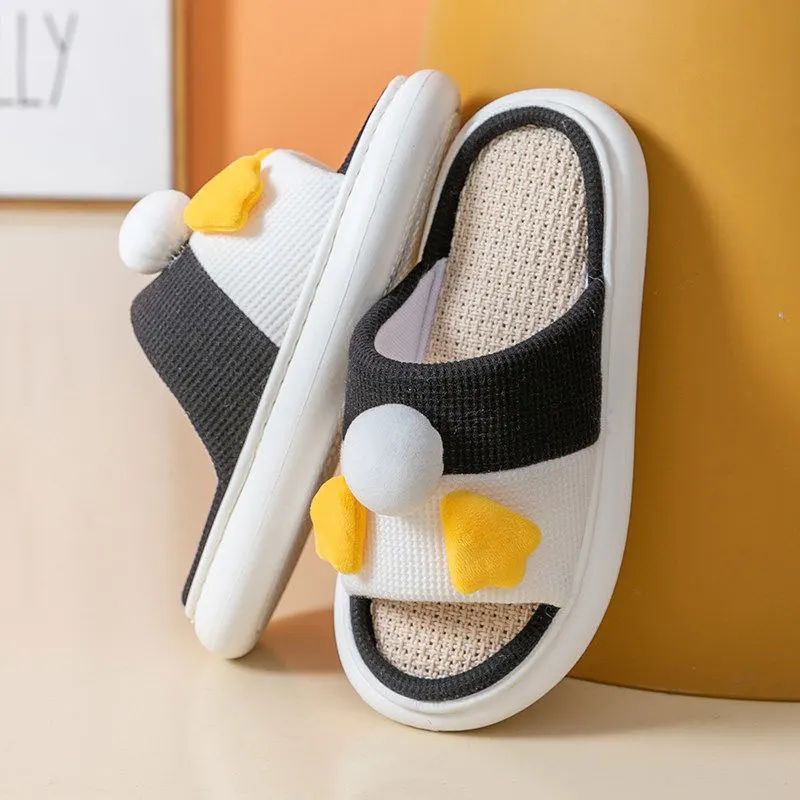 Домашние тапочки Mo Dou для мужчин и женщин хлопок конопля толстая подошва мягкие