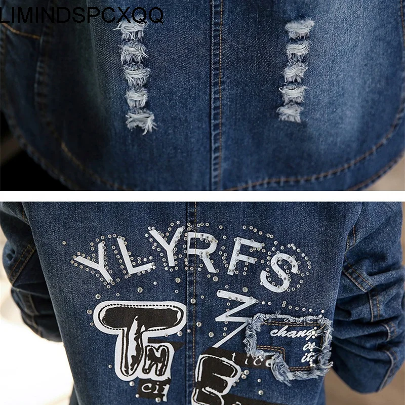 

Autumn Women Denim Jacket popular Coat Casual Temperament Commute Jean Frayed Pattern Basic Fashion Windbreaker Female Pocket