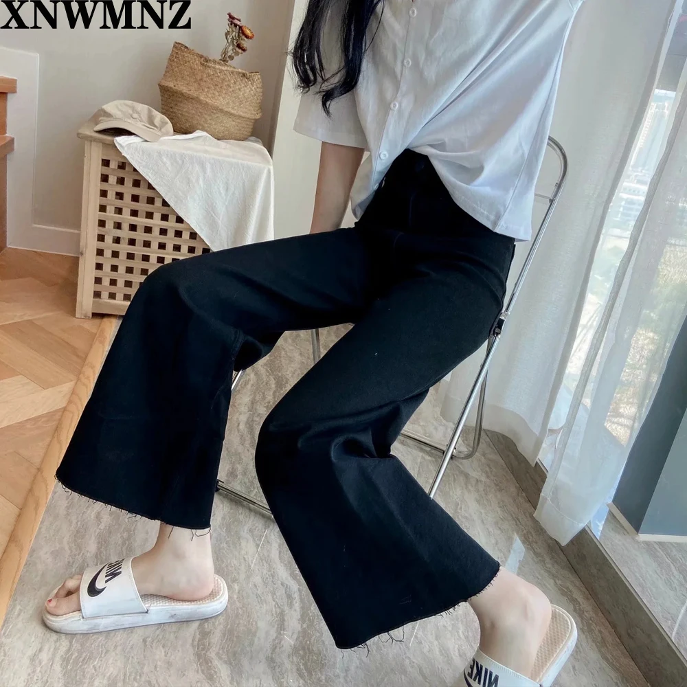 Женские широкие джинсы черные с высокой талией свободные винтажные уличные |