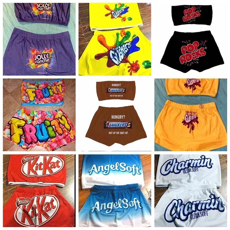 New Women Suit Summer Women Shorts Set Accept Custom Printed High Waist Candy Color Women Snack Shorts Fashion Two Piece Sets