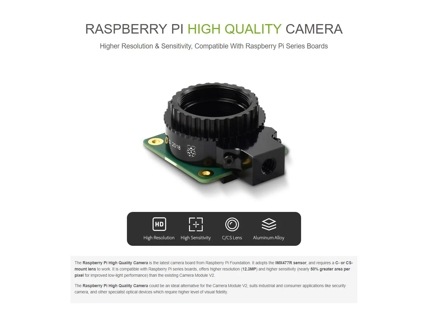Kaufen Raspberry Pi Hohe Qualität Kamera 12,3 MP IMX477 Sensor Für CM3 CM3 + Lite Jetson Nano