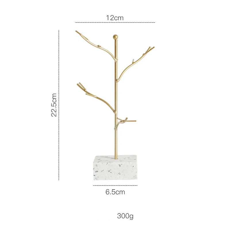 

Metal Branches Storage Rack with Marble Base Earrings Necklace Display Rack Desk Decorations for House Decoration Bedroom Gift