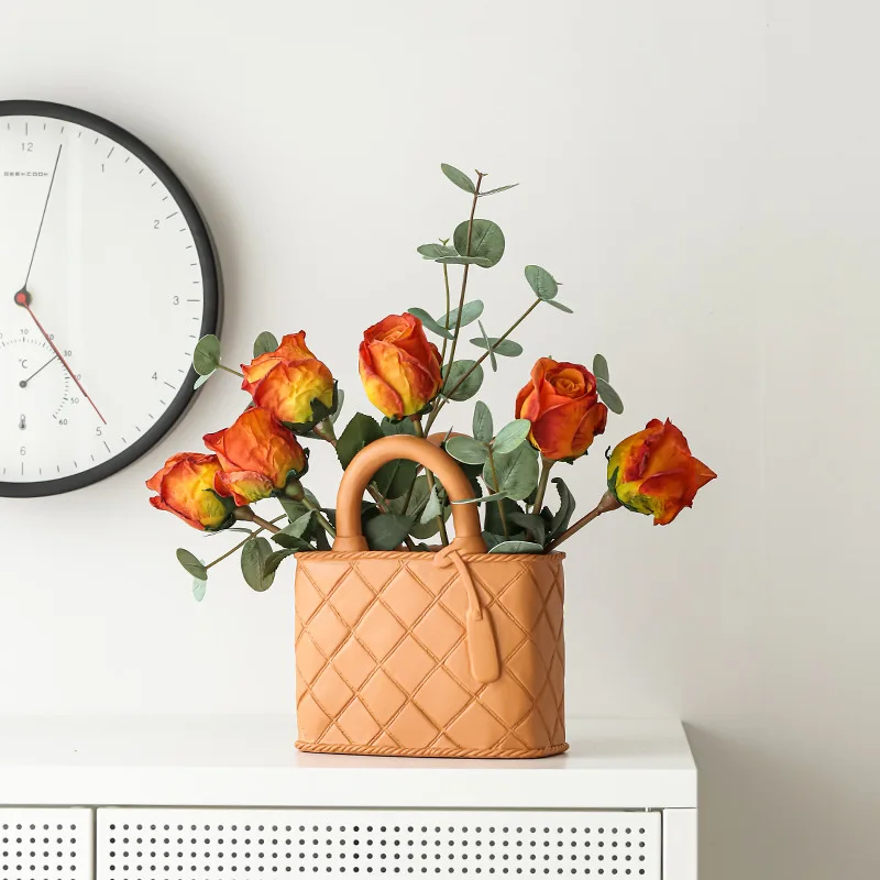

Vase Crafts Creative Simple Flower Arrangement Decoration Living Room Bag Shape Countertop Ceramics Vase