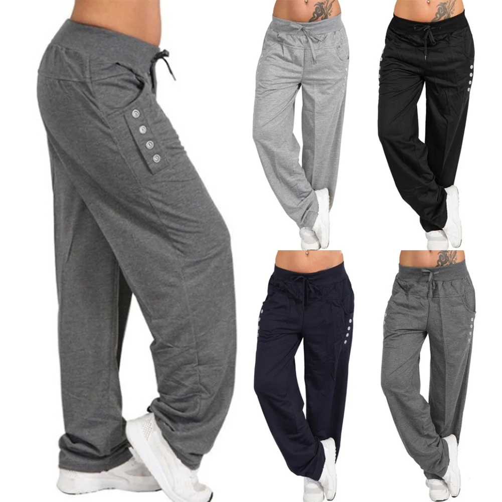 

Women Casual Loose Short Harem Pants Sweatpants Wide Leg High Waist Lace Up Straight Joggers Trousers Plus Size Women's Trousers