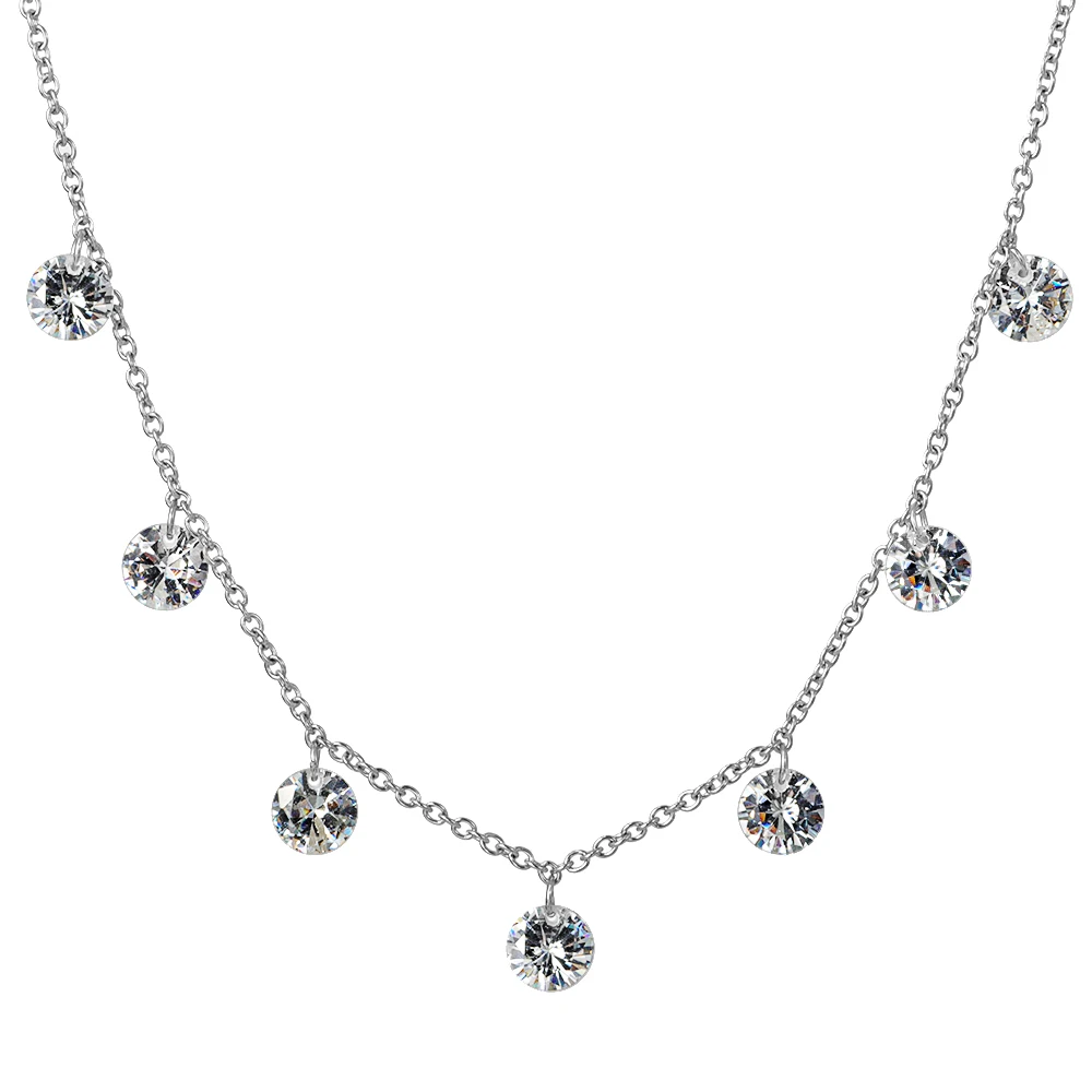 Silver Necklace Модное простое ожерелье с кристаллами для женщин, ювелирные изделия, Трендовое ожерелье с кисточками для вечеринки, уличная одежда для девочек, ожерелье - Окраска металла: Silver Necklace