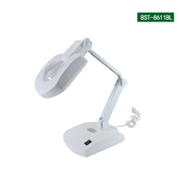 bst 8611bl led desk lamp magnifying glass mobile phone repair tools reading beauty folding 56 lamp beads