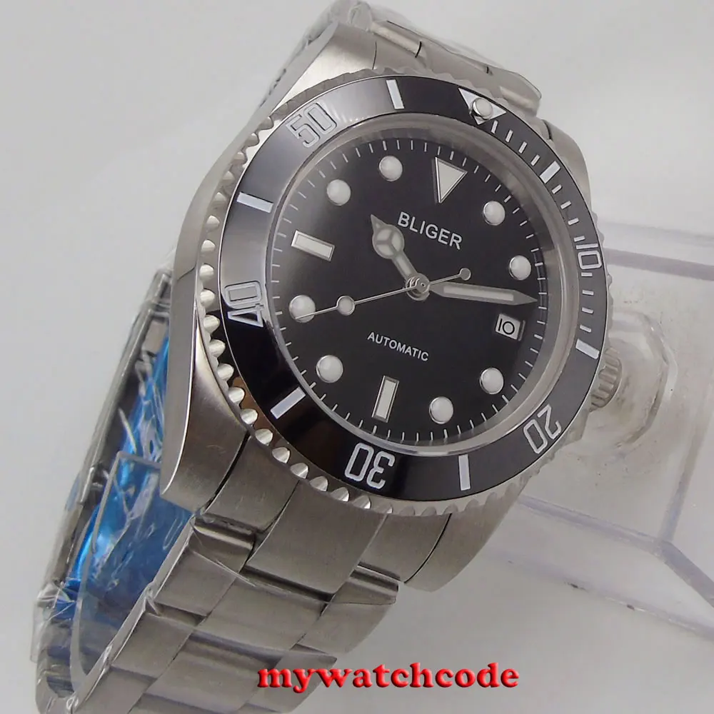 40 мм черный циферблат вращающийся ободок сапфировое стекло 24 Драгоценности NH35