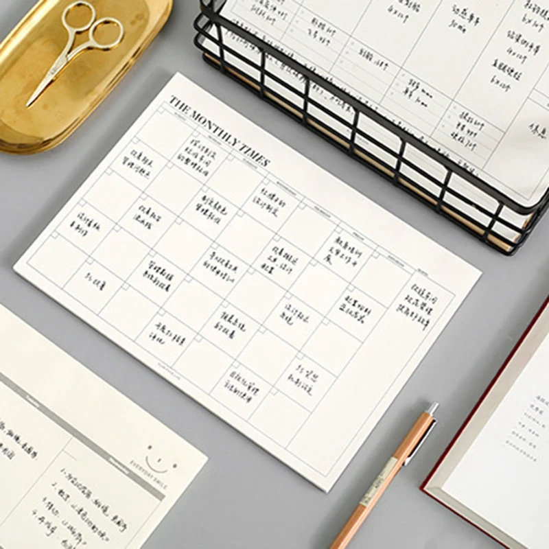 

1PC/30 Sheets Creative Study Work Plan Memo Pad Kawaii Weekly Plan Sticky Notebook Office School Supplies Stationery