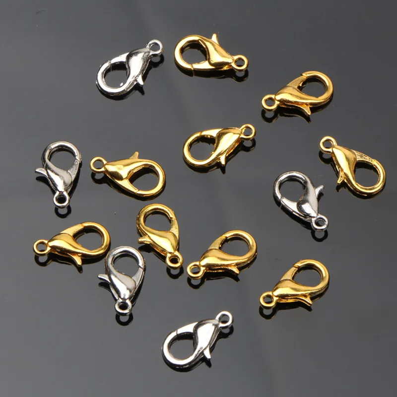 

50pcs 10/12/14mm Lobster Clasps Findings For Jewelry Making DIY Necklace Bracelet Ends Closure Connectors Accessories Wholesale