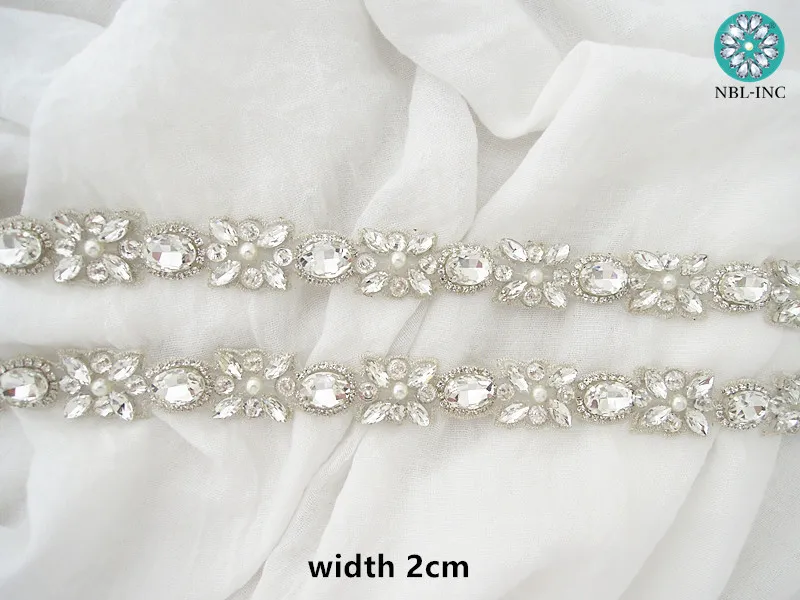 

(1 YARD) Rhinestone bridal belt wedding trim with silver crystals wedding dress accessories sash belt for wedding dress WDD1030