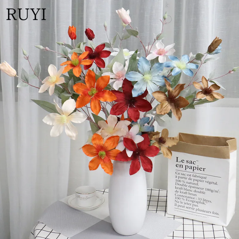 82 см Искусственный лист клематиса сделай сам свадьба домашний сад Декор шелк