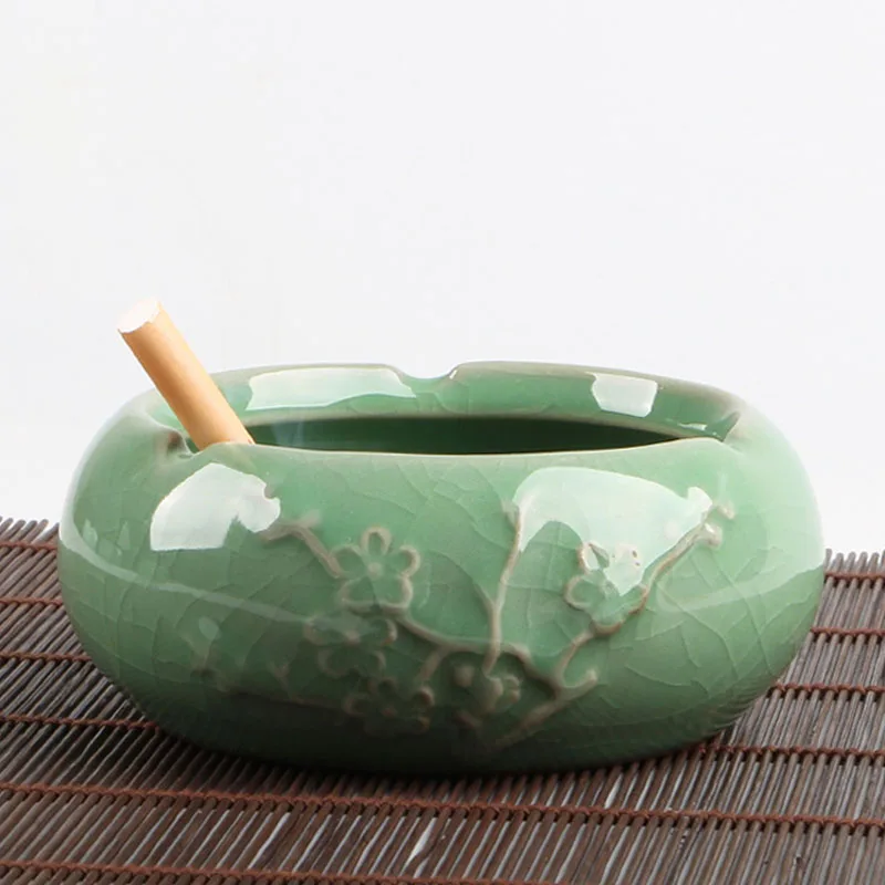 

Archaize Plum Celadon Ashtray Creative Portable Ceramic Ashtray Home Decoration Accessories Desktop Decor Ornament Crafts