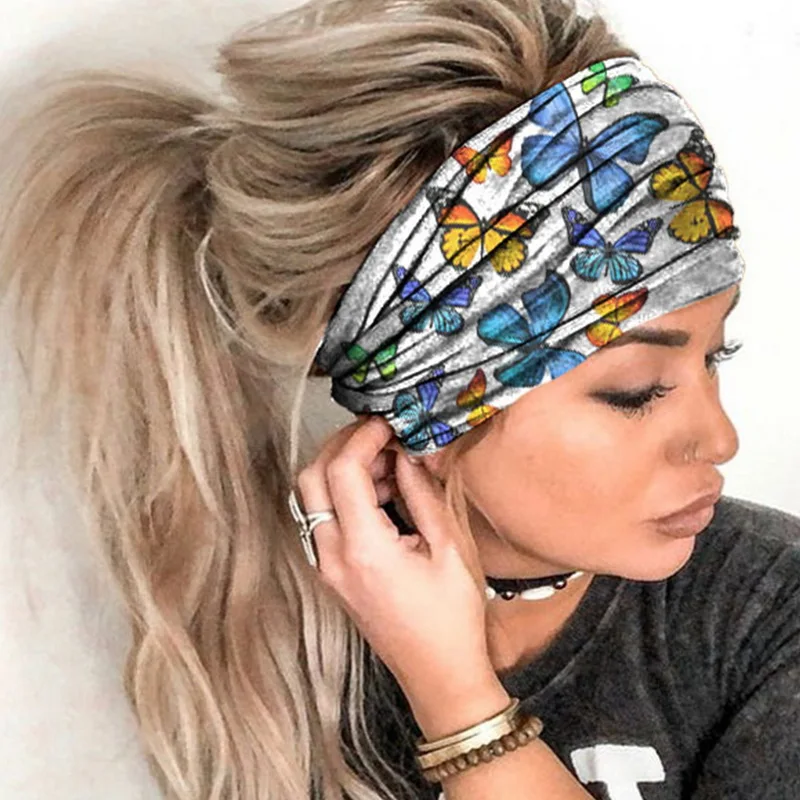 

Wide Cotton Stretch Women Headbands Headpiece Turban Printed Headwear Bandage Hair Bands Bandana