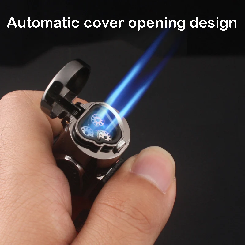 Надувная газовая зажигалка с тремя головками креативный металлический