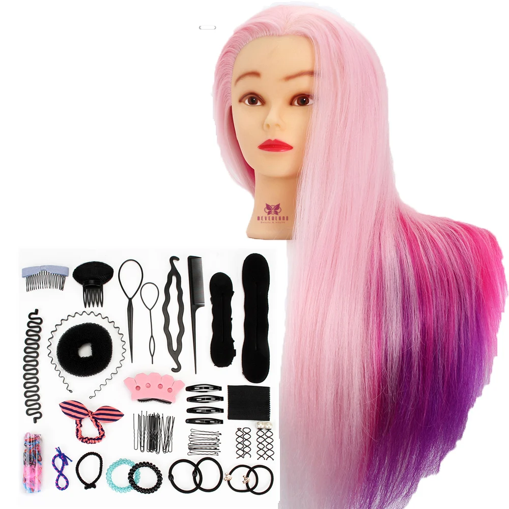 24 ''Розовый Салон голова парика для парикмахерского салона учебная головка с