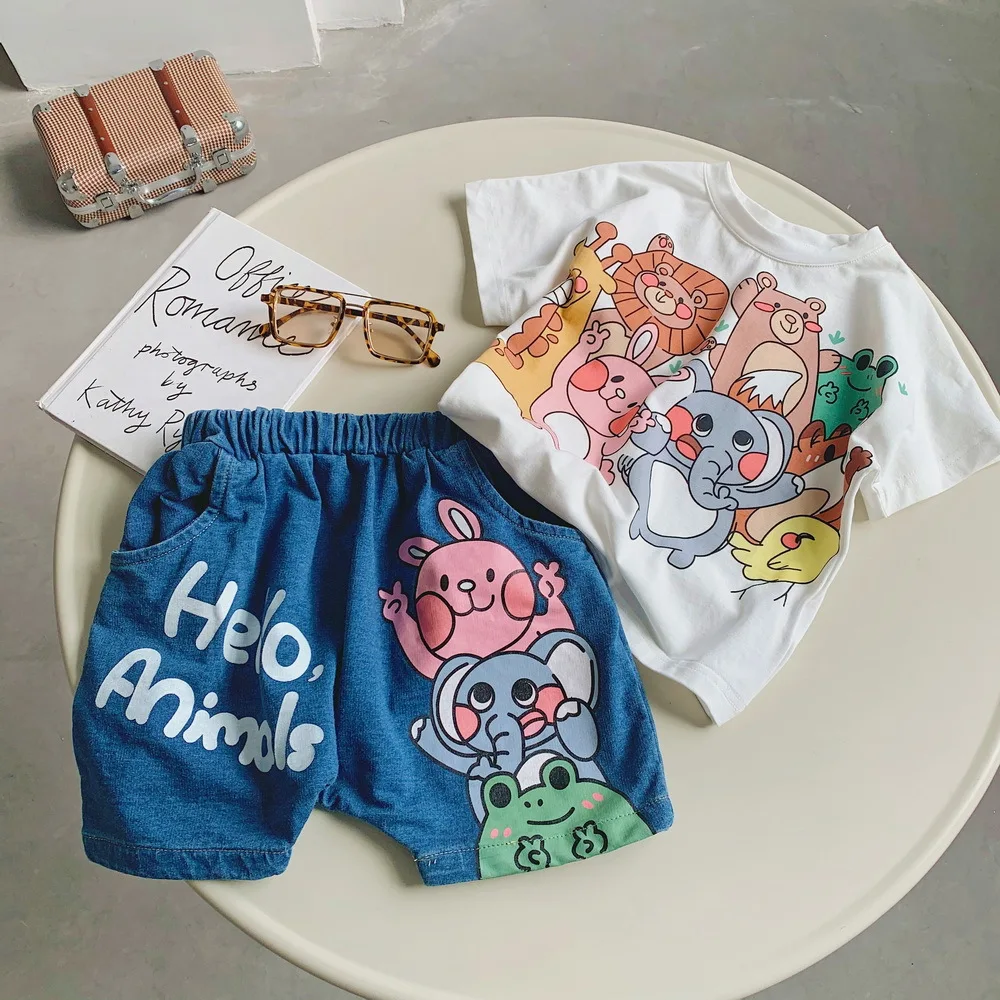 

Summer Cartoon White Cotton Summer Animal Suit