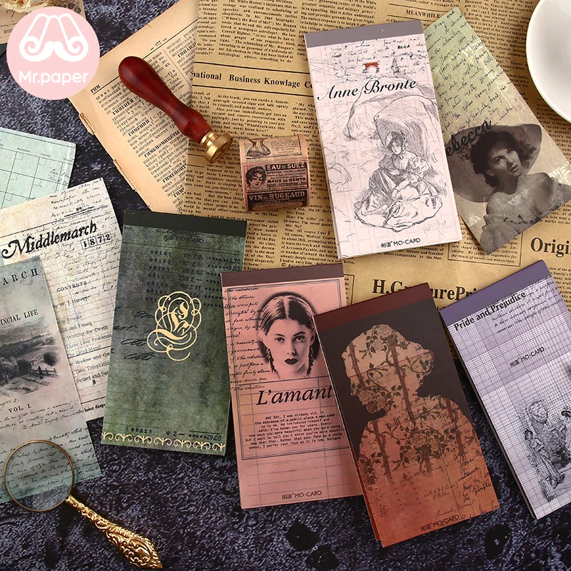 

24 Pcs/lot 12 Designs Vintage Retro Style Famous Literature Female Authors Memo Pads Creative Artsy Loose Leaf Note Memo Pads