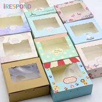 13 5x13 5x5cm candy gift packaging box window kraft paper wrap gifts favor boxes wedding festival flower chocolate cardboard