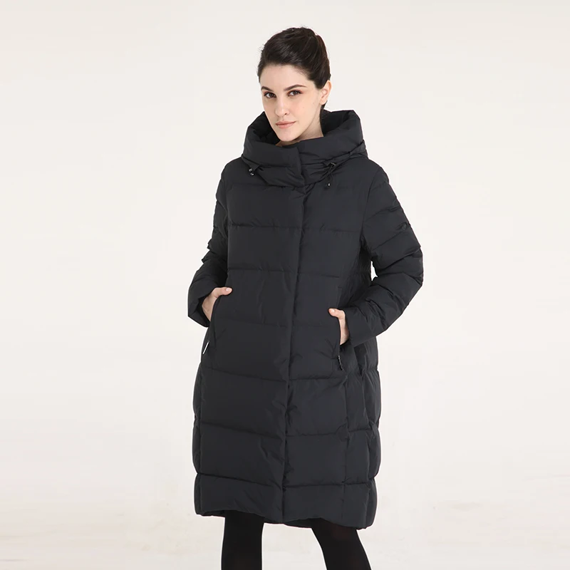 Женская куртка с капюшоном BURELLA однотонное хлопковое пальто высоким воротником и